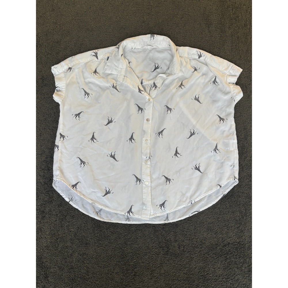 Jane + Delancey Shirt Women's Small White‎ Zaraf Print Collared Short Sleeve